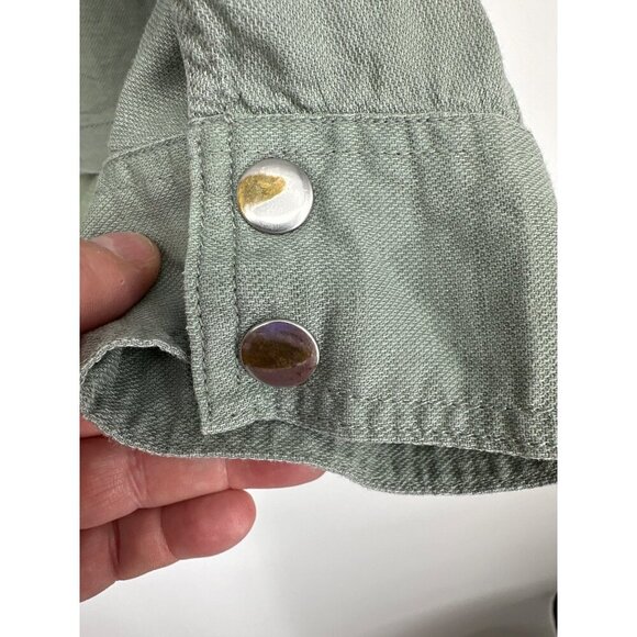 Christian Siriano NY Linen Blend Snap Front Medium Green Utility Jacket Size 3X - Picture 6 of 11